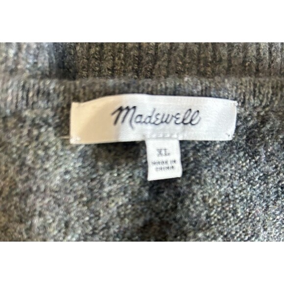 Madewell Womens XL Gray  Knit Wool Blend Oversized Boxy  V Neck Soft Sweater - Picture 8 of 10